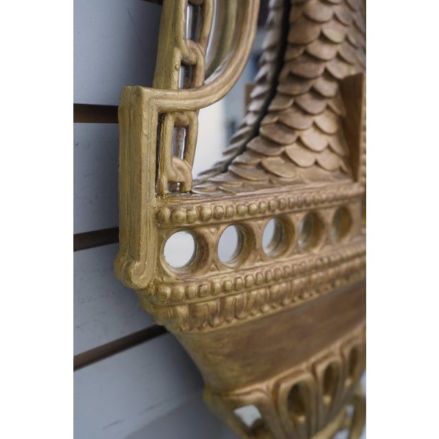 Glass Pair Vintage Italian Gold Wall Mirrors For Sale - Image 7 of 12