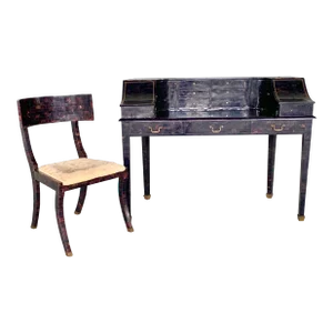 Rare Vintage Tessellated Carlton House Desk and Chair by Maitland Smith