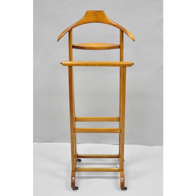 Vintage Fratelli Reguitti Mid Century Italian Modern Beech Wood 2 Tier Gentleman's Clothing Valet. Circa Mid 20th Century....