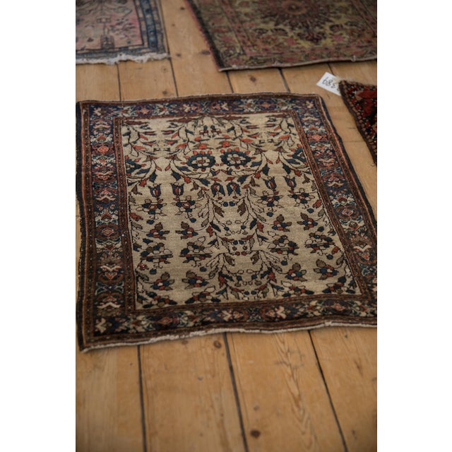 Beige Antique Farahan Sarouk Square Rug Mat - 2' x 2'3" For Sale - Image 8 of 9