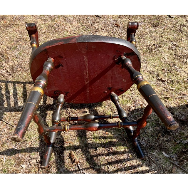 Forever enjoy the beauty of this pair of fancy, harvest stenciled arm chairs with elaborate decoration and a taste for...