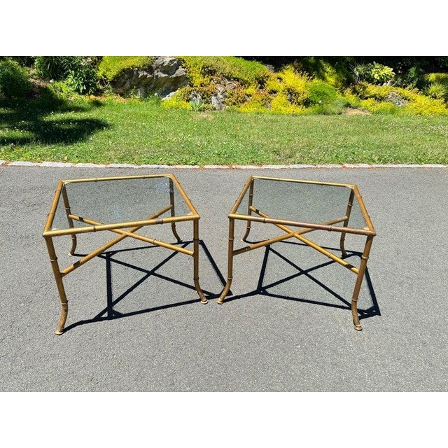1970s Pair of Faux Bamboo End Tables of Coffee Tables For Sale - Image 5 of 12