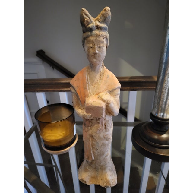 Ceramic Vintage Tang-Style Terracotta Court Lady Figurine For Sale - Image 7 of 7