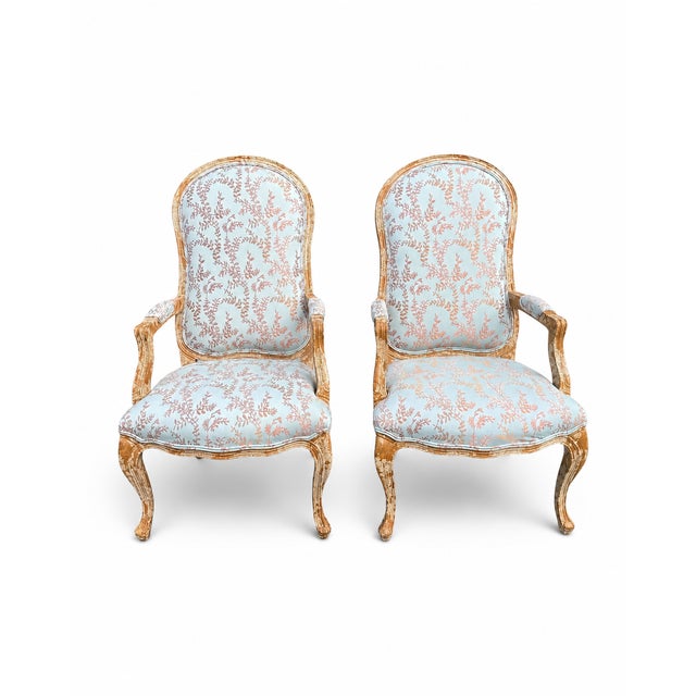 Blue Custom Built French Country Chairs- a Pair For Sale - Image 8 of 14