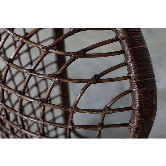 Mid-Century French Bamboo Rattan Swinging Egg Chair For Sale - Image 13 of 16