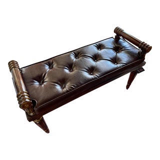 Tufted Leather Bench For Sale