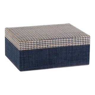 Trani Houndstooth Raffia Decorative Box For Sale