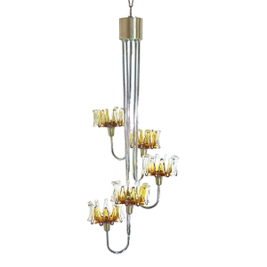 Chrome Waterfall Pendant Light, Murano Glass, Italy 1980s