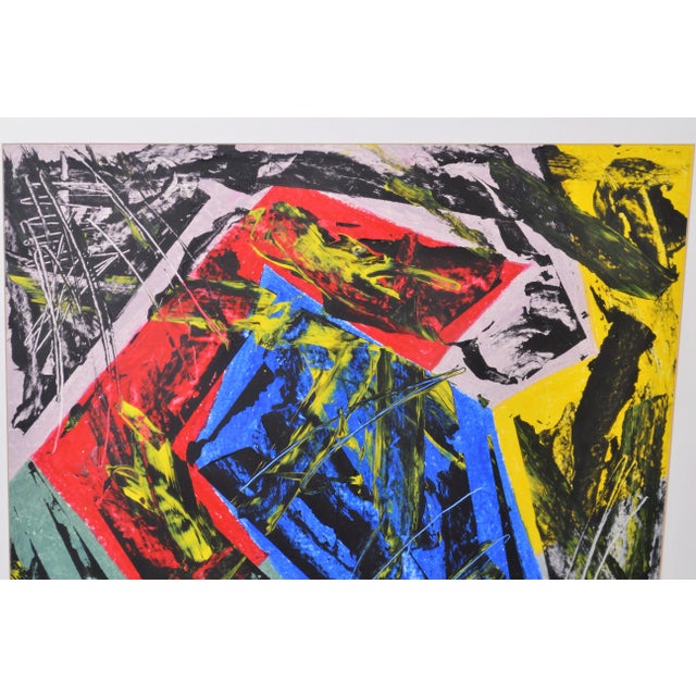 Artist Signed (illegible) Abstract Tempera Painting on Paper. Signed and untitled in great condition. White matt with...