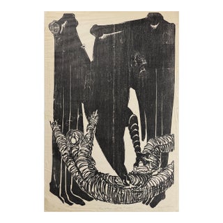 Morris L. Blackman (1912-1984) - Modernist Prometheus and the Vulture, Signed (C. 1958, Woodcut) For Sale