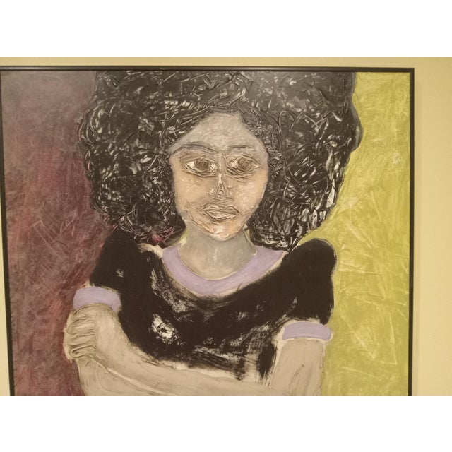 Original artwork done by my father, an artist. A strong statement piece of a girl in a black dress. Her expressive eyes...