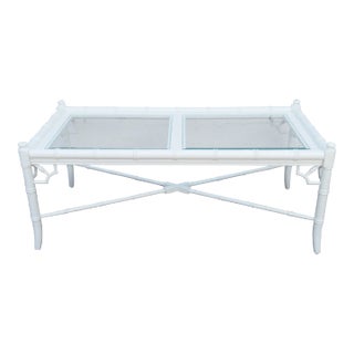 Hollywood Regency Modern Faux Bamboo Painted Cocktail Coffee Table For Sale