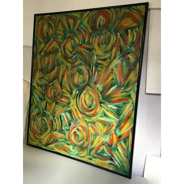 Wood Fireworks Original Abstract Expressionist Oil Painting on European Linen by Monique Nichols For Sale - Image 7 of 12
