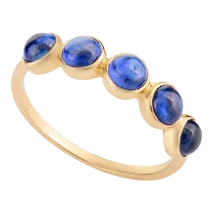 Blue Sapphire Bezel Set Band Stacking Ring in 14k Solid Yellow Gold Size 7 (All Sizes Available)