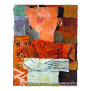 "Paper Doll" Acrylic and Collage Limited Edition by Nancy Egon Nikkal For Sale