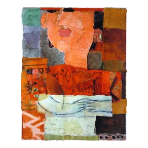 "Paper Doll" Acrylic and Collage Limited Edition by Nancy Egon Nikkal