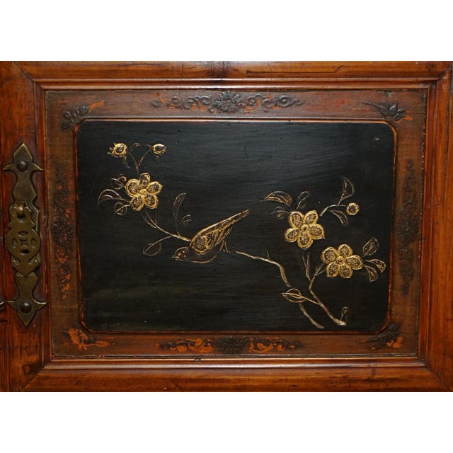 Antique Chinese Hand Carved 1880 Compound Cabinet Cupboard Campaign Handle For Sale - Image 10 of 18