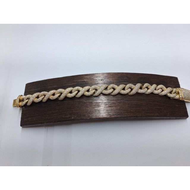 14k Yellow Gold 9.5 Ct Natural Diamond Infinity Bracelet, 8 In For Sale - Image 9 of 11