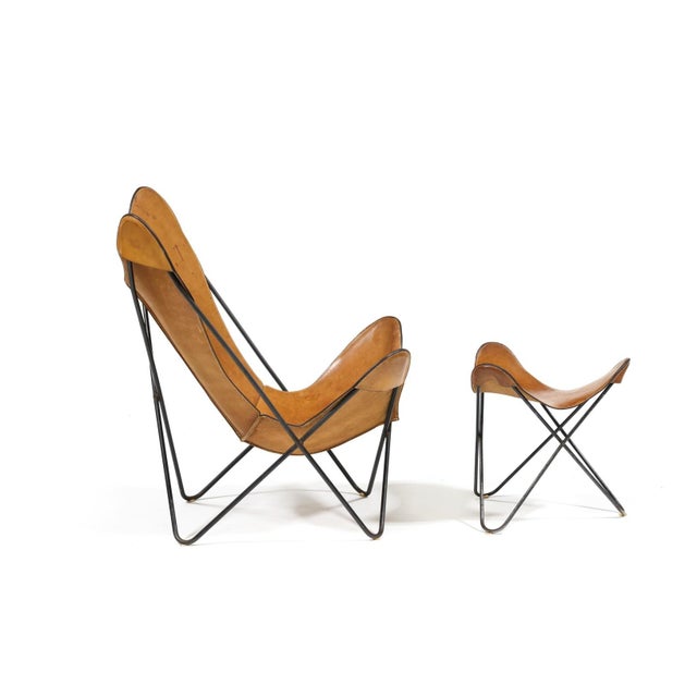 1980s After Jorge Ferrari-Hardoy, Butterfly Chair and Ottoman For Sale - Image 4 of 6