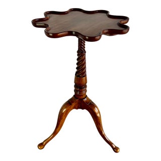 Petite Scalloped Mahogany Side Table For Sale