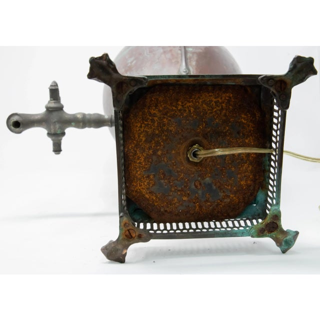 Antique Copper Water Vessel Converted to Lamp For Sale - Image 4 of 13