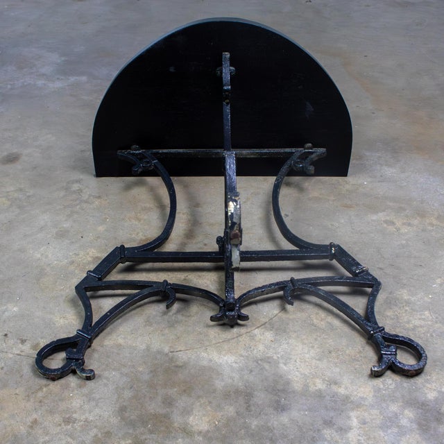Early 20th Century Art Deco Italianate Demilune Table Black Painted Hand Wrought Iron Base For Sale - Image 15 of 18