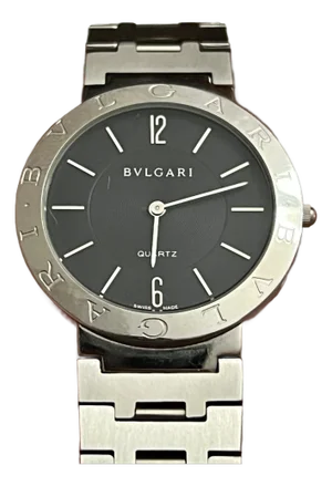 1990s Bvlgari Estate Sapphire Crystal Quartz Watch Stainless Steel 38 Mm