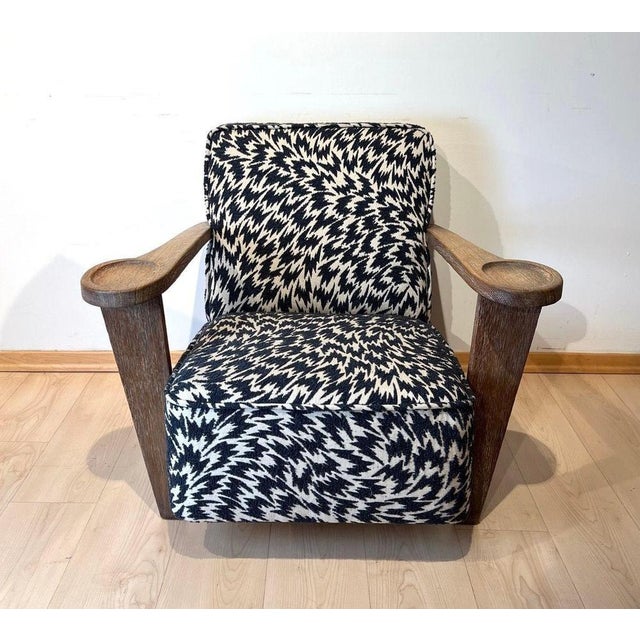 Art Deco Limed Oak Club Chair from De Coene, Belgium, 1930s For Sale - Image 3 of 18