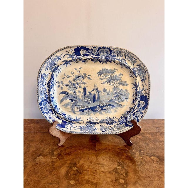 Antique Victorian Blue and White Meat Platter, 1890 For Sale - Image 4 of 4
