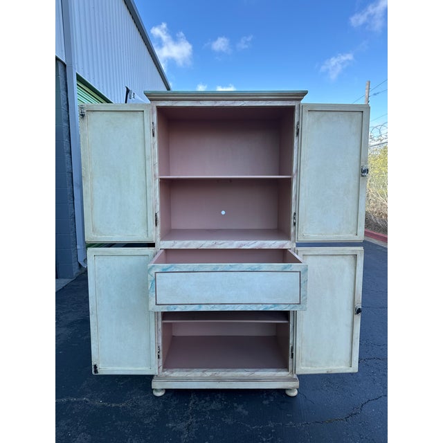 Wood Late 20th-Century Hand-Painted Botanical Cabinet For Sale - Image 7 of 17