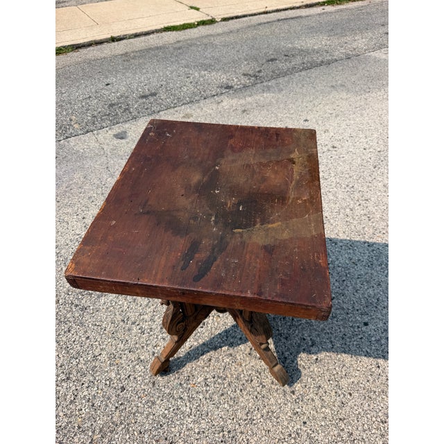 Victorian Antique Victorian Barn House Carved Wood Table For Sale - Image 3 of 9