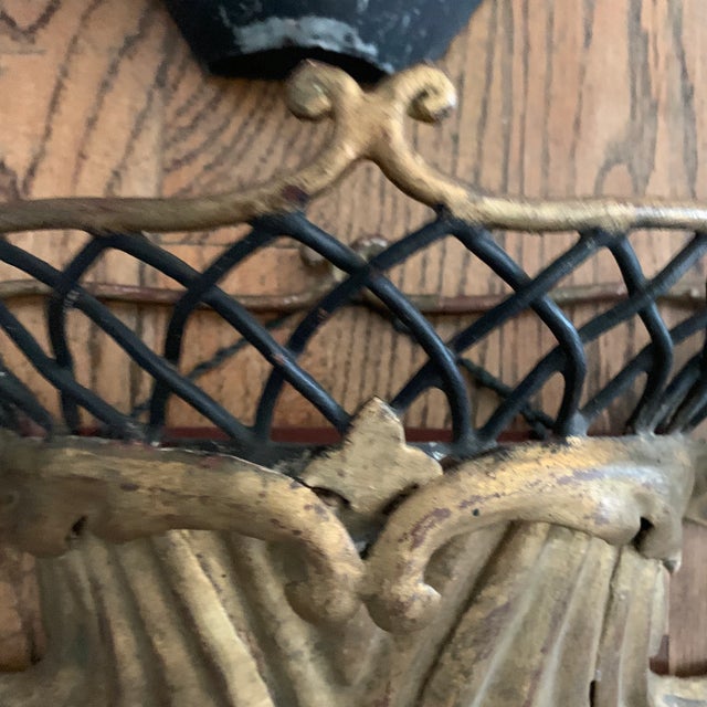 Antique French Black and Gold Tole Wall Mounted Wall Pocket Candelabra For Sale In Providence - Image 6 of 9