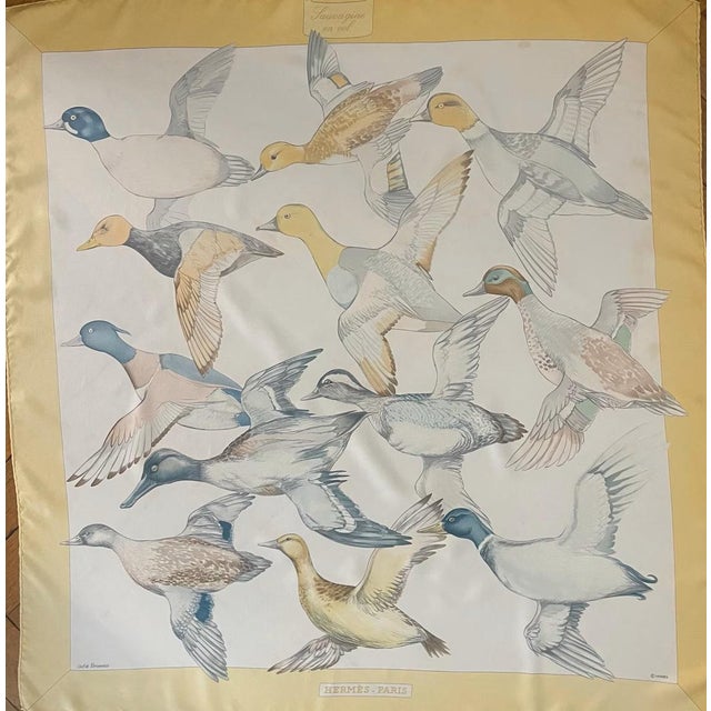 Hermès HERMÈS SAUVAGINE en VOL Silk Scarf 1986 Carl de Parcevaux For Sale - Image 4 of 12
