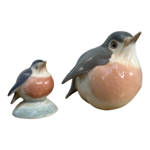 Late 20th Century Royal Copenhagen Ceramic Robins- a Pair