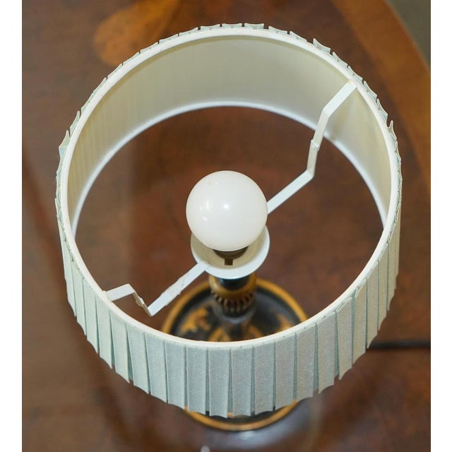 Chinese Chinoiserie Black Lacquer Table Lamp, 1920s For Sale - Image 9 of 16