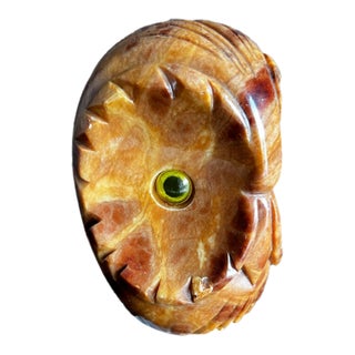 Vintage MCM Carved Alabaster Owl on Lucite Stand For Sale