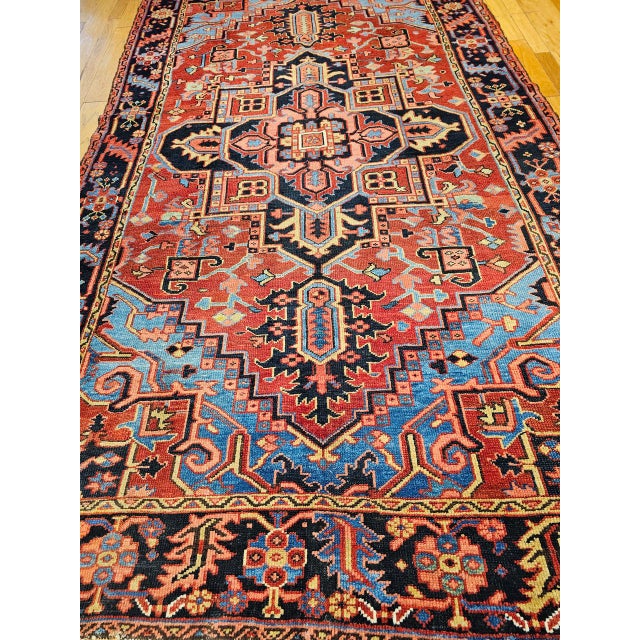"Magnificent Late 19th Century Antique Persian Heriz Serapi Gallery Rug. A truly rare find, this ""gallery/corridor or...