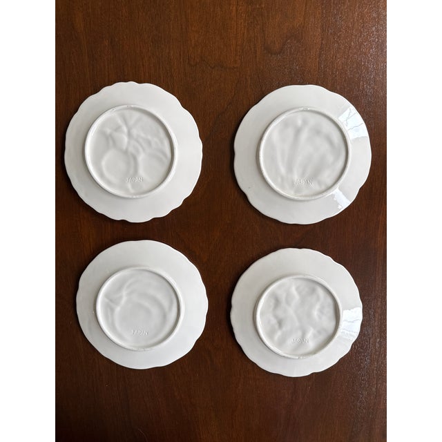 Rustic European 1970s White Majolica Style Fruit Plates— Set of Four For Sale - Image 3 of 12