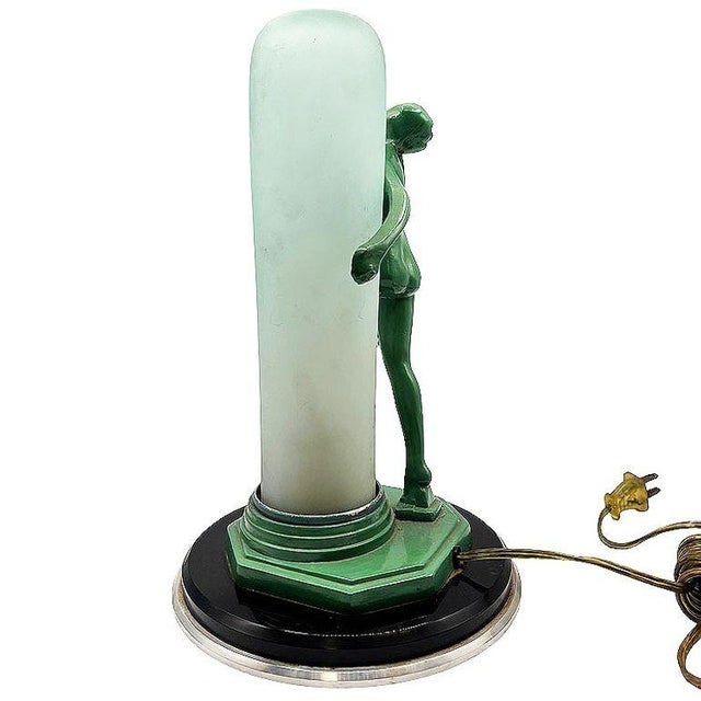 1970 Frankart F612 Dancing Nude Nymph Lamp W/ Frosted Glass Shade, Re-Edition For Sale - Image 4 of 8