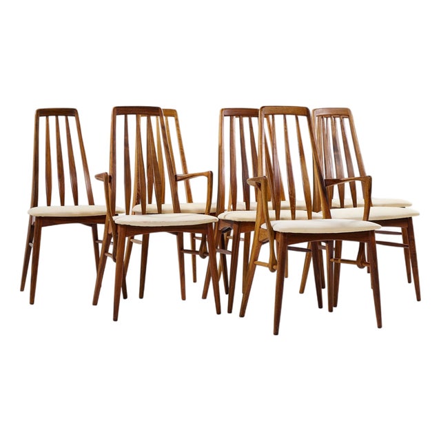 Niels Koefoed Eva Mid Century Danish Rosewood Dining Chairs - Set of 8 For Sale