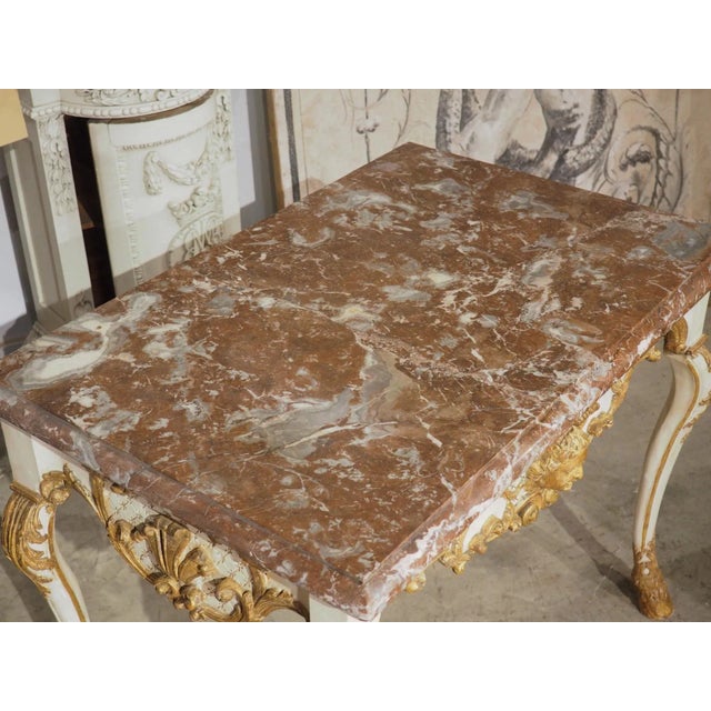 Early 18th Century Painted Italian Console Table With Rouge Royal Marble Top For Sale In Dallas - Image 6 of 13