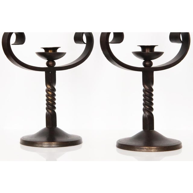 French Brown Wrought Iron Candelabras by Charles Piguet, 20th Century, Set of 2 For Sale - Image 7 of 16