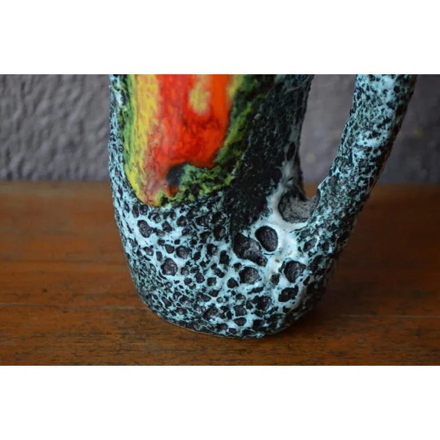 Ceramic Black and Orange Vase in Free Shape For Sale - Image 7 of 8