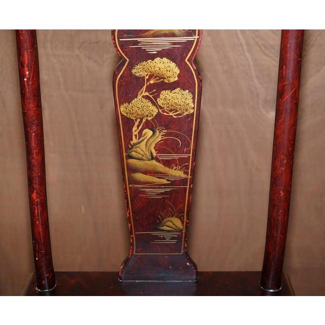 Antique Chinese Red Hand Painted Chair in Sold Wood For Sale - Image 10 of 17