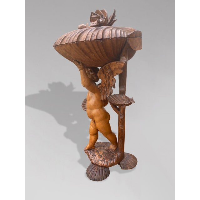 Mid 19th Century Italian Baroque Putti Statue in Walnut, 1860 For Sale - Image 5 of 10