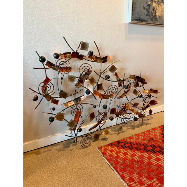 Vintage Signed Curtis Jeré Mixed Metal Abstract Wall Sculpture Artisan House Large For Sale - Image 14 of 18