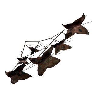 Brutalist Torch-Cut Copper Butterfly Wall Sculpture For Sale