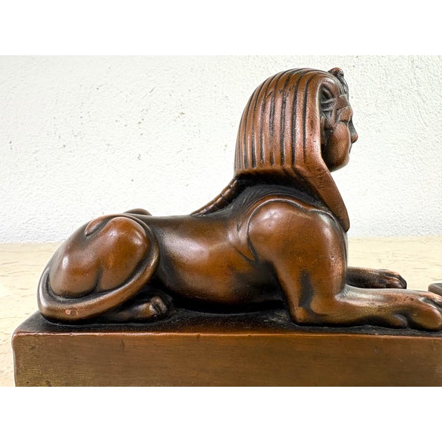 Early 20th Century Copper Sphinx Sculptures / Pair For Sale - Image 11 of 12