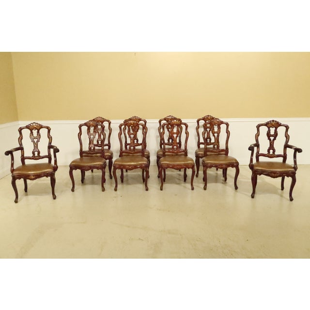 Set Of 10 Baroque Chinoiserie Decorated Vintage Dining Room Chairs