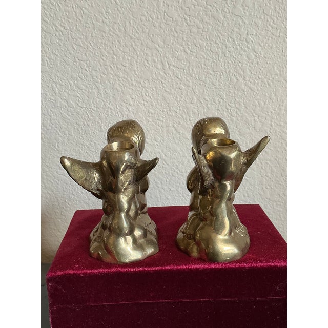 Pair of Vintage Bronze Angel Cherub Candleholders For Sale - Image 10 of 12